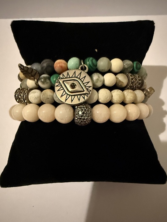 Jewelry - Bohemian Beaded Bracelet Set with Evil Eye and Hamsa Charms